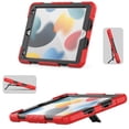 thumbnail image 6 of ELEHOLD for iPad 10.2 2021/2020/2019 Ragged Case, Soft Silicone Hard PC Shoulder Strap Built-Kickstand Anti-Drop Shockproof Heavy Duty Protective Cover Case,Red, 6 of 9