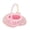 🥑 PINK_Base#1365, variant on Pink rattan woven storage basket handheld candy flower organizer, plastic skirt design, 8.3x6.3in lightweight decorative bin for holidays, Easter, home