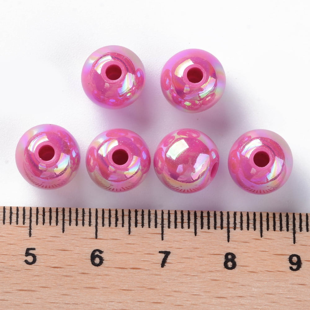Opaque Acrylic Beads AB color Plated Round Camellia 10x9mm Hole: 2mm 940pcs/500g