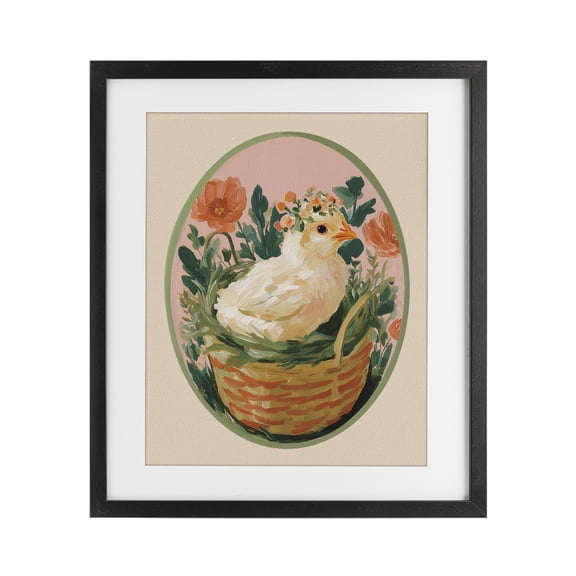 Stupell Industries Cottage Bloom Nest Chick Black Framed Print Under Glass, 17 x 21, by Yen