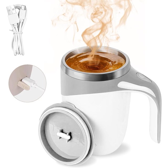 Automatic Magnetic Stirring Coffee Mug, Self Stirring Coffee Mug, Magnetic Coffee Stirrer Mug for Milk, Automatic Stirring Mug,Automatic Coffee Cup Stirrer Auto Stirring Coffee Mug (White)