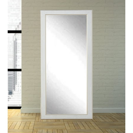 Victorian Stand - American Custom Made Aged White Victorian 32 x 66 Floor Mirror