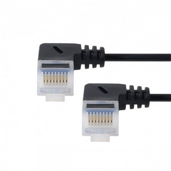 FVH Ultra Slim Cat6 Ethernet Cable RJ45 Left Angled 25cm UTP Network Cable Patch Cord 90 Degree Cat6a Lan for Laptop Router TV BOX