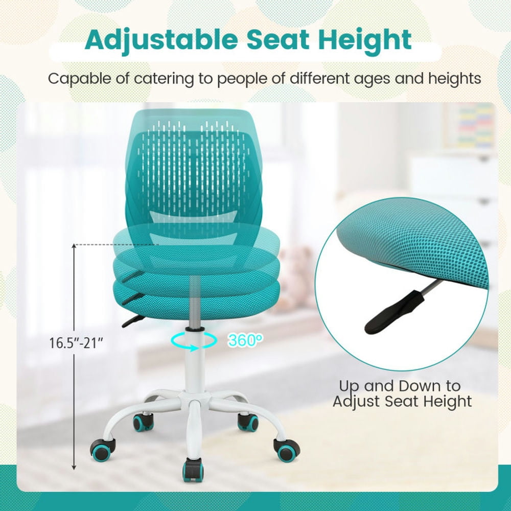 Resenkos Ergonomic Children Study Chair with Adjustable Height-Turquoise, Home Office Computer Desk Chair, Small Office Chair for Bedroom,Study