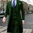 thumbnail image 2 of Traje elegante para hombre, traje ajustado, 3 piezas, chaqueta, chaleco, pantalones, conjunto de esmoquin formal para boda, escenario, fiesta, abrigo largo, 2 of 5