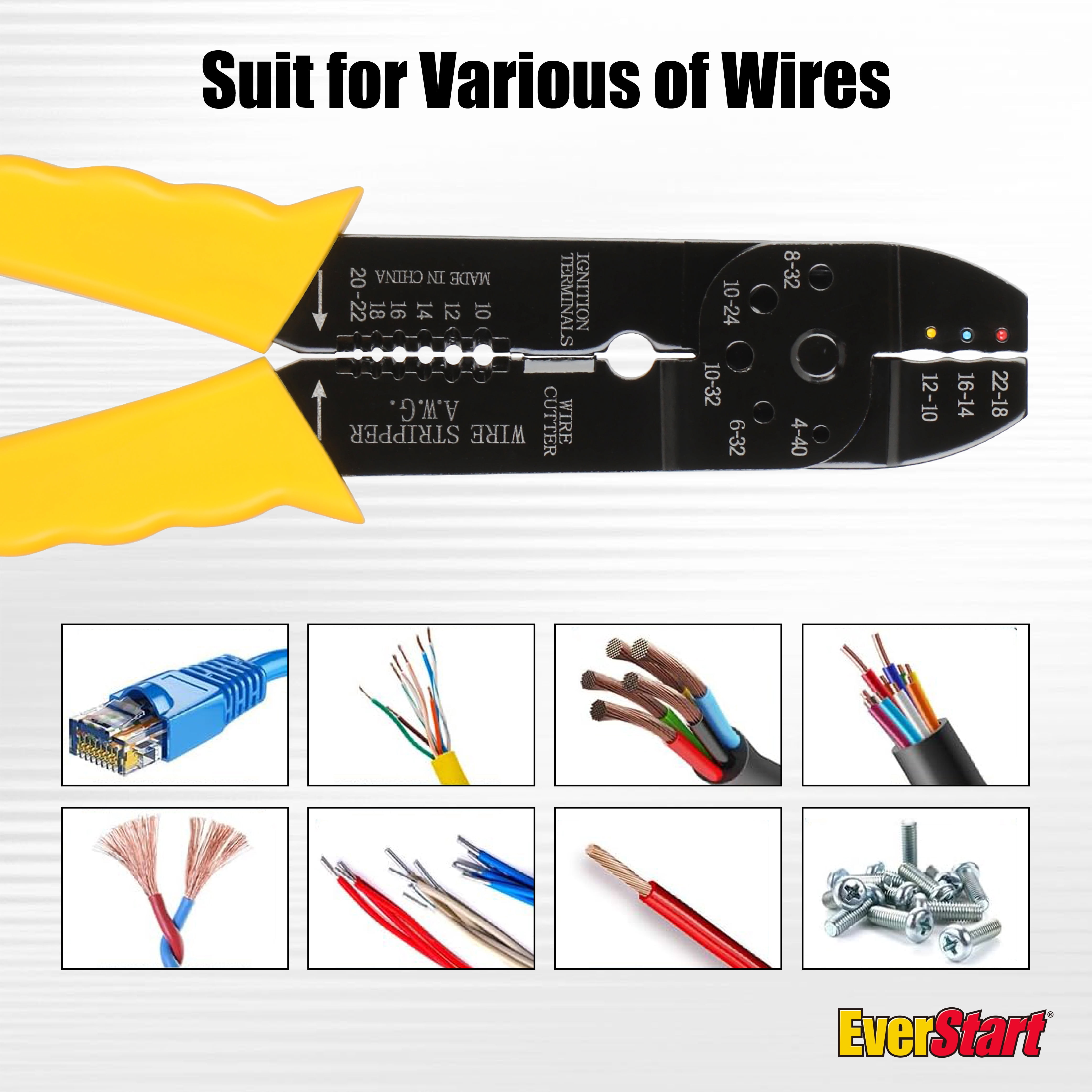 EverStart 3-in-1 Self-Adjusting Wire Stripper/Crimper/Cutter, 10–22 AWG