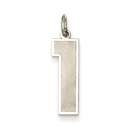 925 Sterling Silver Satin & Polished Large Number 1 Charm Pendant