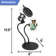 thumbnail image 2 of Soporte para teléfono con cuello de cisne 2 en 1 con soporte para micrófono y filtro antipop, 2 of 9