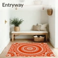thumbnail image 3 of ODIKA 4'x6' Machine Washable Non-Slip Area Rug, Sanskrit Lotus with Radiant Petal Mosaic and Spiral Accents High Traffic Rug, Orange, 707872, 3 of 5
