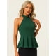 thumbnail image 2 of Chaleco peplum plisado con cuello halter sin mangas de verano para mujer Verde oscuro S, 2 of 5