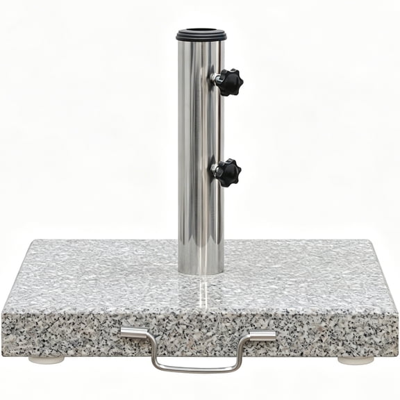 Abble 66 lbs Heavy Duty Square Granite Umbrella Base Stand with Wheels and Handle in Gray