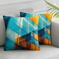 thumbnail image 3 of Acheng Gold and Blue Abstract Art Short Plush Pillowcase Set of 2 White, 3 of 7