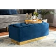 thumbnail image 5 of Powell Glam and Luxe Navy Blue Velvet Fabric Upholstered and Gold PU Leather Storage Ottoman, 5 of 5