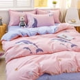 thumbnail image 2 of Cartoon Dolphin Pink Ube 120gsm Polyester Bedding Set, 2 of 8