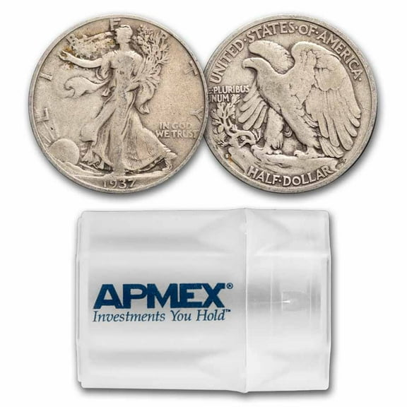 1937-S Walking Liberty Halves 20-Coin Roll Avg Circ
