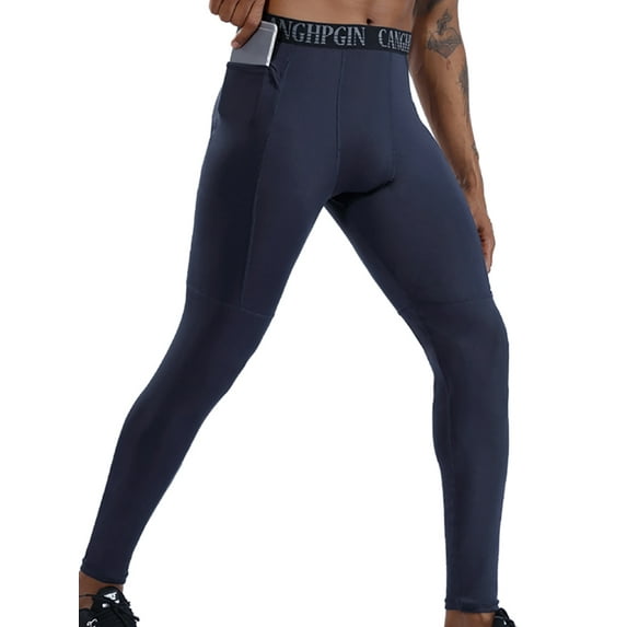 FASHIONWT Men Ankle-Length Athletic Pants Pocket Jeggings Elastic Training Leggings