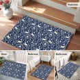thumbnail image 5 of 2x3 Ft Entryway Area Rug, Navy Blue Boho Elk Kitchen Rug Runner Washable Floor Mat, Middle Century Vintage Botanical Non Slip Indoor Door Mat Throw Carpet for Bathroom Living Room Bedroom, 5 of 8