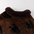 thumbnail image 6 of Fewfanhot Faux Fur Trim Printed Poncho Cape, Thick Warm Fleece Lined Wrap Shrug Coat for Women Fall Winter, 6 of 9