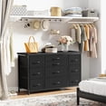 thumbnail image 3 of De anchura cómoda con 10 grande cajones para 55 long mesa de TV con power outlet entertainment center almacenamiento fabric cajón unidad para dormitorio closet entrada sturdy metal frame negra, 3 of 9