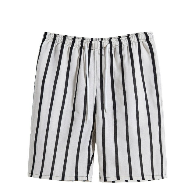 Casual Men Shorts with Pockets and Striped Pattern for Everyday Wear Mid Waist Drawstring Design Versatile Men’s Shorts for Leisure