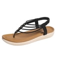 thumbnail image 3 of Women's Thong Flat Sandals with Beaded Straps, Casual Wide Width Flip Flops for Summer Spring, Comfortable Faux Leather Lazy Slip On Shoes for Beach Daily Wear, Non-Slip Sole for All-Day Support, 3 of 10
