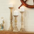 thumbnail image 2 of DecMode 3 Candle Light Brown Wood Candle Holder, Set of 3, 2 of 8