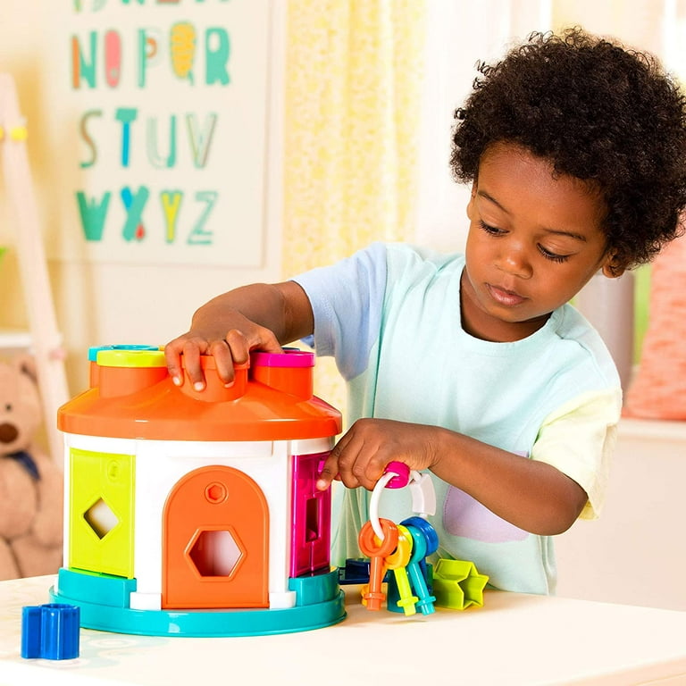 Terra Shape Sorter House Color and Shape Sorting Toy with 6 Keys and 12 Shapes for Toddlers 2 years 14 Pcs