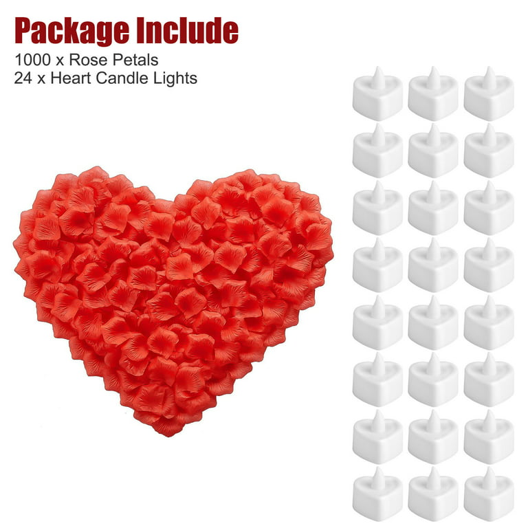 Rose Petals for Romantic Night for Him Set, Romantic Decorations Special  Night, with 24 Packs Flickering Flameless Candles and 1000 Packs Red Rose  Petals for Romantic Bedroom Decor : Buy Online at