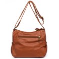 thumbnail image 1 of Bolsa cruzados de cuero PU suave de hombro para mujer con múltiples bolsillos (estilo 1 marrón) Ehuebsd Para Estrenar, 1 of 9