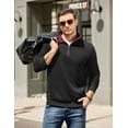 thumbnail image 4 of COOFANDY Mens Quarter Zip Pullover Mock Neck Quilted Sweatshirt Casual Long Sleeve Polo Sweater, 4 of 10