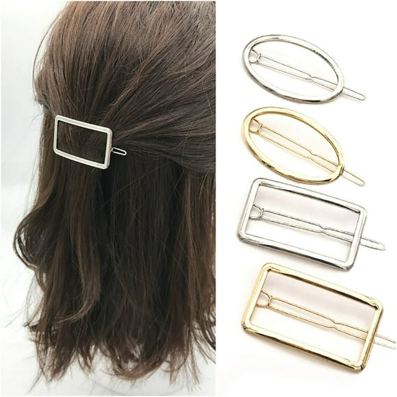 4 Pcs Épingles à Cheveux Bobby Géométriques Ovales Rectangulaires Barrette en Alliage Épingles à Cheveux Bobby pour Femmes