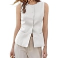 thumbnail image 2 of Sleeveless Solid Color Women Work Office Slim Waistcoat Vest Blazer, 2 of 6