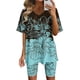thumbnail image 1 of ICHUANYI Clearance Women's Summer Short Sleeve V-neck Tops Shorts Comfortable Homewear Two-piece Suit Sets(Mint Green, XL) ICHUANYI WER2023081116002, 1 of 7