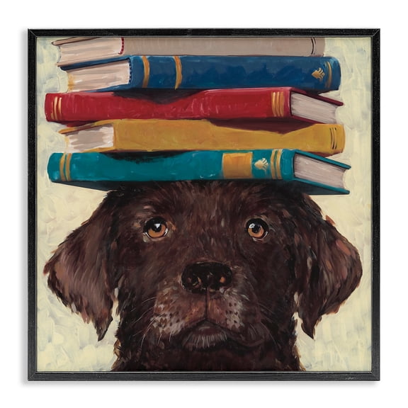 Stupell Industries Contemporary Studious Abby Dog Black Framed Giclee Art, 12 x 12, by Studio Bautista