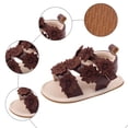 thumbnail image 5 of Baby Girls Summer Sandals with Knit Flower Open Toe Flat Beach Shoes Soft Sole Indoor Crib Walking Shoes Coffee 4 Infant, 5 of 5