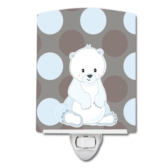 Caroline's Treasures BB8601CNL Bear on Polkadots Ceramic Night Light, 6x4x3", multicolor