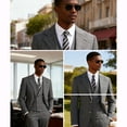 thumbnail image 6 of Men's 3 Piece Check pattern Suit - Two Button Business Wedding Prom Tuxedo (Jacket+Vest+Pants), 6 of 7