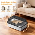 thumbnail image 4 of Garvee 50cm Semi-Closed Cat Litter Box, PP & Stainless Steel Design, 50*35*22CM Transparent Black, 4 of 6
