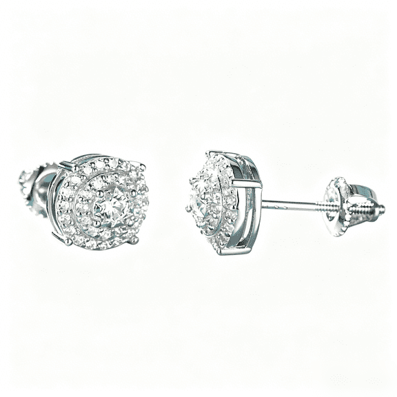 KIJ 0.43 Carat Round Moissanite Stud Earrings,Hypoallergenic Rhodium Plated 925 Sterling Silver Gra Certified for Men Women