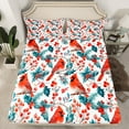 thumbnail image 2 of Manfei Red Cardinals Berry Bed Sheets,Rustic Leaves King Sheets,Merry Xmas Christmas Sheet Set For Girl Teens,Ultra Soft Home Decor,4pcs, 2 of 7