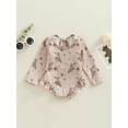 thumbnail image 2 of Bagilaanoe Toddler Baby Girl One-Piece Swimsuit Floral Print Long Sleeve Rashguard Swimwear 6M 12M 18M 24M 3T 4T Kids Ruffle Bathing Suit, 2 of 9