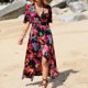 thumbnail image 1 of Vestido De Flores Vestido floral para mujer Vestido midi con vendaje Cintura Vacaciones en la playa (Negro S) Cgtredaw Para estrenar, 1 of 6