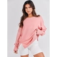 thumbnail image 3 of Women's Oversized Sweatshirt Crew Neck Long Sleeve Casual Slit Sloucthy Pullover Top Fall Clothes, 3 of 18
