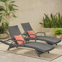 Gray 2-Piece Faux Rattan Outdoor Chaise Lounge Set - Weather-Resistant, Adjustable Recline