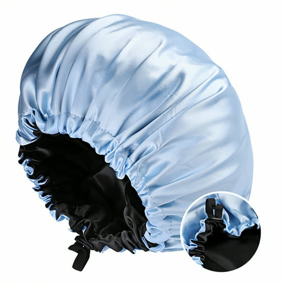TELOLY Silk Bonnet for Sleeping,Multifunctional for Showering Hair Care and Sleeping Hair Bonnet for Sleeping,Thin and Space-Saving Satin Bonnet,Light Blue,OneSize