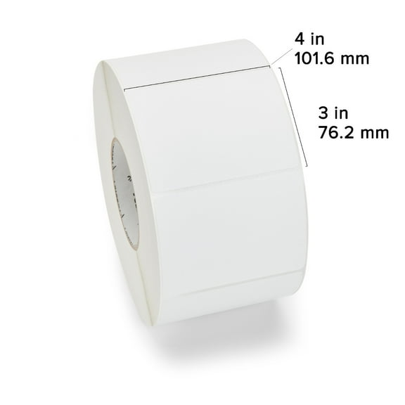 Zebra Z-Perform 2000D Direct Thermal Labels, 4" x 3" Label, 3" Core, 2,000 Per Roll, 4 Rolls
