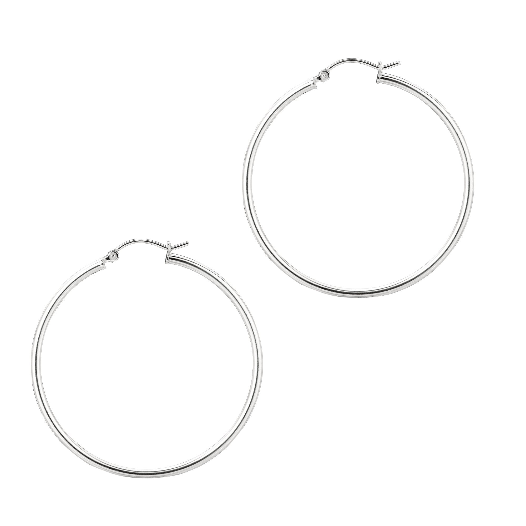 Sterling Silver with Rhodium Finish Shiny Round Baby Hoop Earrings ...