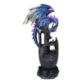 thumbnail image 4 of Medieval Blue Dragon Perching On Abandoned Castle Tower Ruins Figurine 12"H, 4 of 9