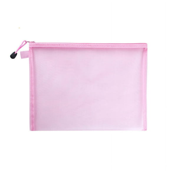 Zhuge 3 bolsas de maquillaje A5, bolsa de papel de prueba, bolsa de malla, soporte para archivos, bolsa de archivo con cremallera, material de oficina, 9,25 x 7,1 pulgadas, rosa