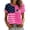 Hot Pink, variant on Women's Casual Breast Cancer Awareness T-Shirt, Pink Ribbon American Flag Graphic Tee, Women's Crew Neck Short Sleeve Printed T-Shirt for Daily Wear, October Campaign Support Black L